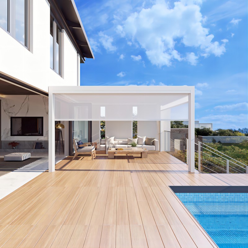 Zwaar uitgevoerde zonneluifel, weerbestendig pergola vinyl terrasveranda pergola dak